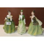 TWO ROYAL DOULTON FLEUR FIGURINES HN2368 TOGETHER WITH A COALPORT FIGURINE (3)