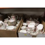 TWO TRAYS OF ROYAL WORCESTER ROYAL GARDEN CHINA TO INCLUDE TEA AND COFFEE POTS