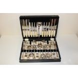 A CASED CANTEEN OF SILVER PLATED CUTLERY