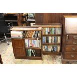 TWO VINTAGE OAK BOOKCASES WITH ASSORTED BOOKS TO INCLUDE PG WOODHOUSE