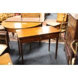 A 19TH CENTURY MAHOGANY FOLD-OVER TABLE, WITH INLAID DETAIL H-75.5 W-91 CM
