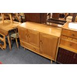 ERCOL - A VINTAGE SIDEBOARDS WITH CUPBOARDS AND SINGLE DRAWER H-82 W-114 CM