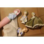 A BOX OF VINTAGE PIN CUSHION DOLLS