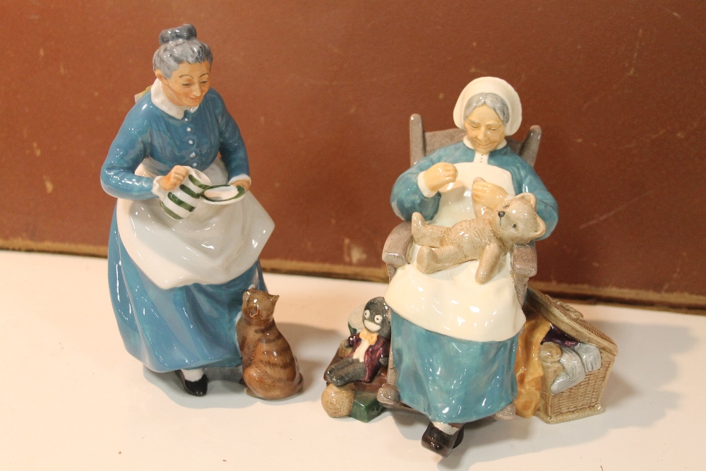 TWO ROYAL DOULTON FIGURES NANNY HN2221 AND THE FAVOURITE HN2249