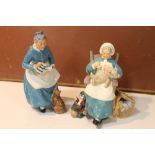 TWO ROYAL DOULTON FIGURES NANNY HN2221 AND THE FAVOURITE HN2249