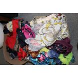 A QUANTITY OF SILK SCARVES ETC