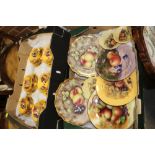 THREE TRAYS OF FRUIT PATTERN CERAMICS TO INCLUDE AYNSLEY ORCHARD GOLD