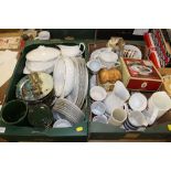 TWO TRAYS OF CERAMICS TO INCLUDE COLLECTORS PLATES, BOXED SPODE SCULPTED FOOTED CANDY DISH