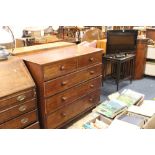 A VICTORIAN MAHOGANY LARGE FIVE DRAWER CHEST ON CASTORS H-102 CM W-125 CM