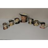 A ROYAL DOULTON SET OF HENRY VIII AND HIS SIX WIVES CHARACTER JUGS (7)