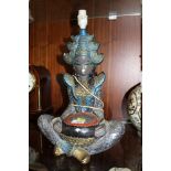 A TRETCHIKOFF STYLE CHALK TABLE LAMP IN THE FORM OF A SEATED LADY - H 45 CM