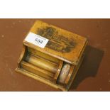 A MAUCHLINE WARE MINIATURE DESK SHAPED JEWELLERY BOX