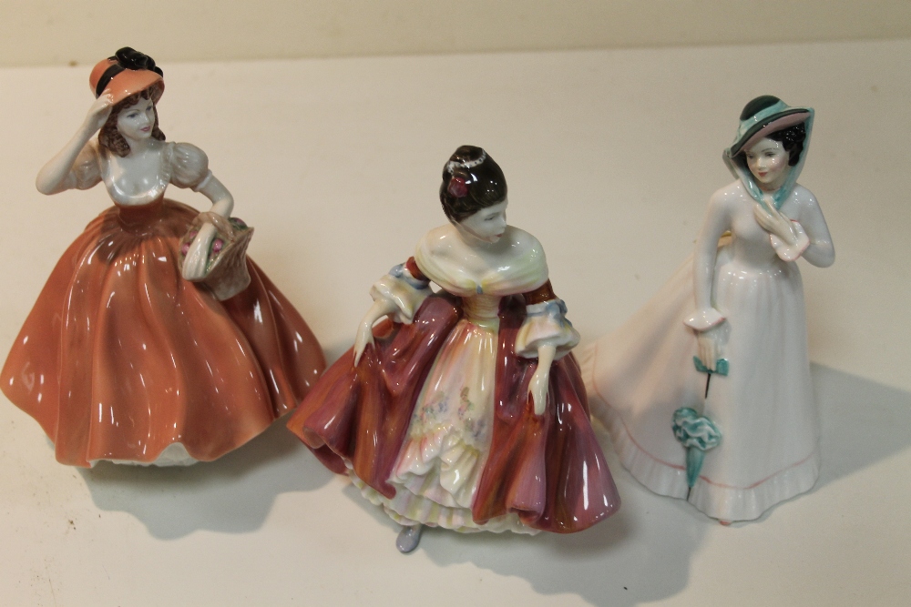 TWO ROYAL DOULTON FIGURES - JULIA HN2706 AND SOUTHERN BELLE HN2229 TOGETHER WITH A COALPORT FIGURE