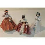 TWO ROYAL DOULTON FIGURES - JULIA HN2706 AND SOUTHERN BELLE HN2229 TOGETHER WITH A COALPORT FIGURE