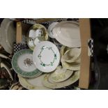 A LARGE TRAY OF ASSORTED CHINA TO INCLUDE MINTON IVY LEAF PATTERN CHINA, NARCISSUS CHINA ETC.