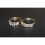 TWO HALLMARKED 9 CT GOLD HALF ETERNITY RINGS, SIZES L AND N, COMBINED WEIGHT 3.9 G