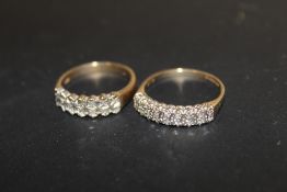 TWO HALLMARKED 9 CT GOLD HALF ETERNITY RINGS, SIZES L AND N, COMBINED WEIGHT 3.9 G