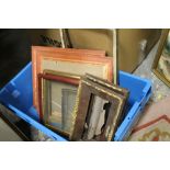 TWO BOXES OF VINTAGE PICTURE FRAMES AND PRINTS ETC.