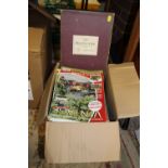 A BOX OF ART RELATED BOOKS, TOGETHER WITH A BOX OF 'VINTAGE SPIRIT' MAGAZINES AND A WORLD ATLAS OF