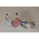 TWO ROYAL DOULTON FIGURES - THE LOVE LETTER HN2149 AND MISS KAY HN3659 TOGETHER WITH A COALPORT