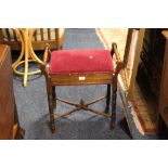 AN EDWARDIAN MAHOGANY PIANO STOOL - A/F