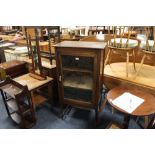 A VINTAGE OAK GLAZED CABINET H-119 W-64 CM