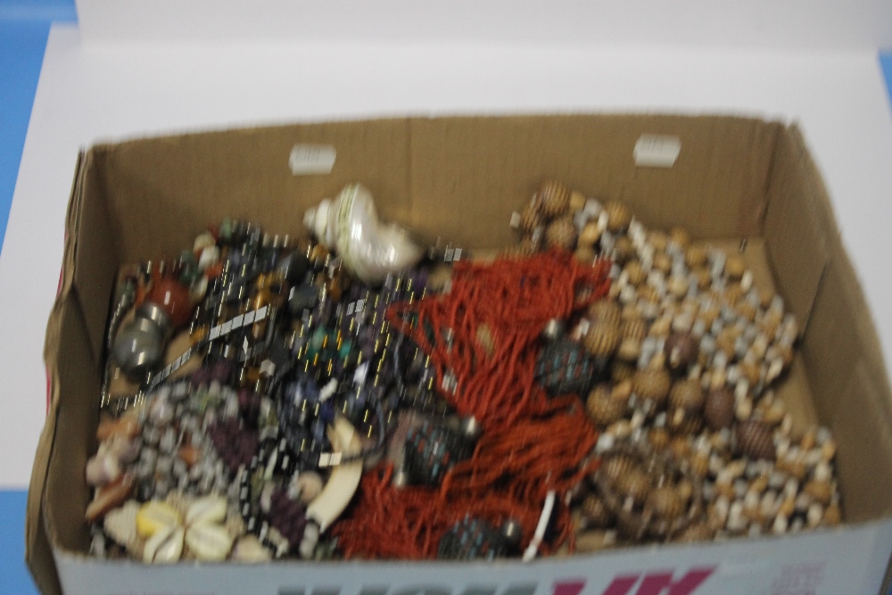 A BOX OF COSTUME JEWELLERY