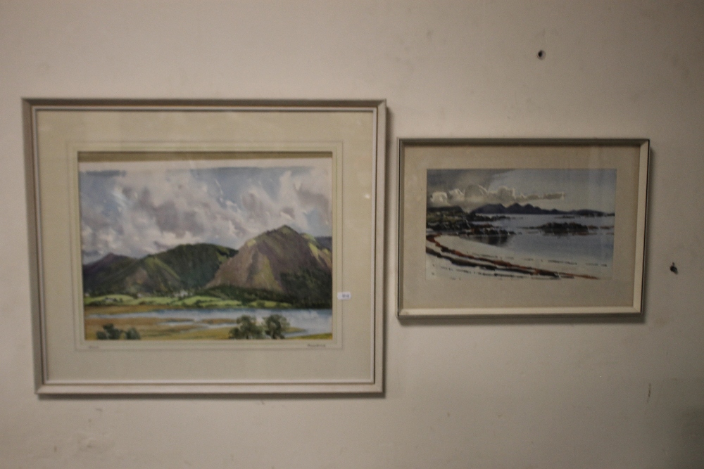 TWO FRAMED AND GLAZED WATERCOLOURS DEPICTING SEASCAPES ONE SIGNED DONALD MURRAY