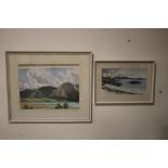 TWO FRAMED AND GLAZED WATERCOLOURS DEPICTING SEASCAPES ONE SIGNED DONALD MURRAY