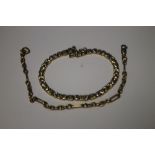 A CONTINENTAL FANCY LINK BRACELET, DECORATED WITH HEART SHAPED LINKS, MARKED 585 TOGETHER WITH A 9