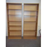 TWO IKEA STYLE OAK FINISHED BOOKCASES