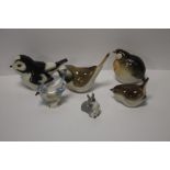 A COLLECTION OF CERAMIC BIRD ORNAMENTS MOST WITH STAMPS TO BASE MADE IN THE USSR