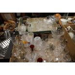 TWO TRAYS OF ASSORTED GLASSWARE (TRAYS NOT INCLUDED)