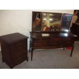 A STAG MINSTREL DRESSING TABLE AND A THREE DRAWER CHEST