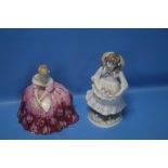 A ROYAL DOULTON FIGURINE 'VICTORIA' TOGETHER WITH A COALPORT FIGURINE 'CHILDHOOD JOYS'