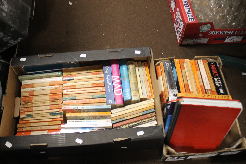 TWO TRAYS OF MAINLY PENGUIN BOOKS (TRAYS NOT INCLUDED)