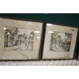 A PAIR OF WATERCOLOURS OF PARIS STREET SCENES SIGNED G. LELONG