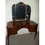 A REPRODUCTION TRIPLE MIRROR DRESSING TABLE WITH CREOLE LEGS