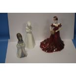 THREE FIGURINES, COALPORT 'JENNY', COALPORT 'AMEN' AND A LLADRO EXAMPLE (3)