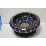 A CLOISONNE BOWL ON STAND D 24 cm