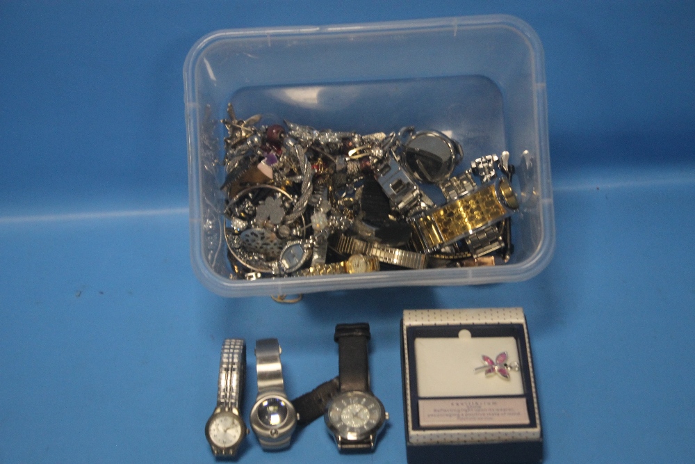 A COLLECTION OF NINETEEN WRISTWATCHES AND A QUANTITY OF COSTUME JEWELLERY