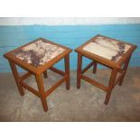 TWO MARBLE INSERT TOPPED SIDE TABLES