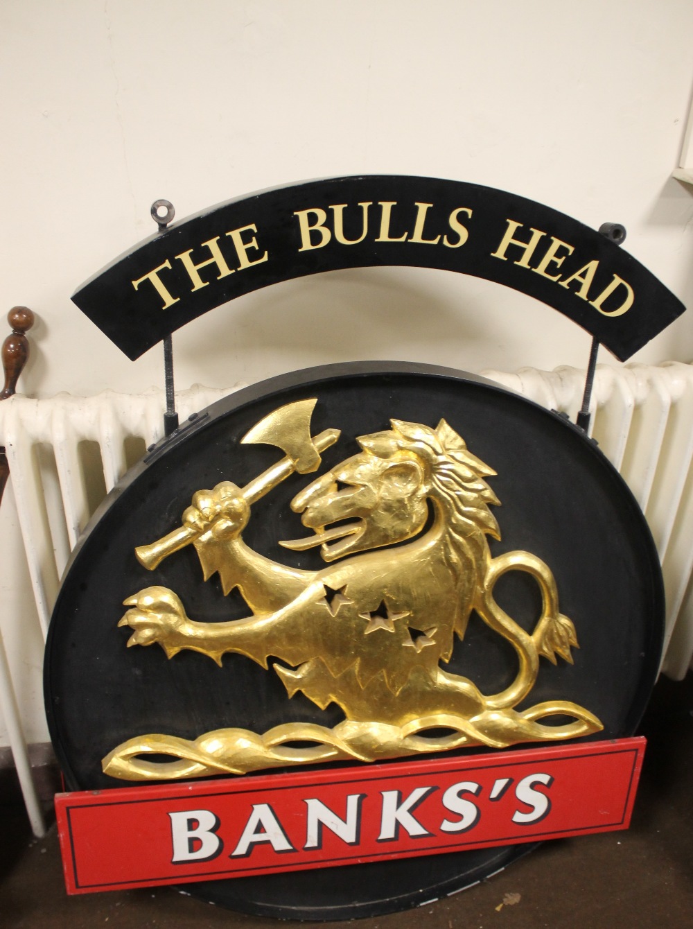 A BANKS'S BREWERY HANGING PUB SIGN - 'THE BULLS HEAD', the seller believes it to have come from