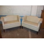 TWO CREAM MODERN BESPOKE TWO SEATER RECEPTION ROOM SOFAS