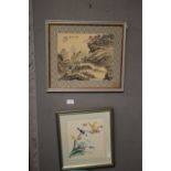 TWO FRAMED AND GLAZED ORIENTAL STYLE PICTURES