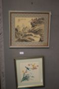 TWO FRAMED AND GLAZED ORIENTAL STYLE PICTURES