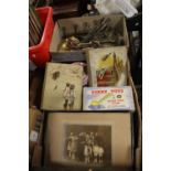 TWO TRAYS OF COLLECTABLES AND METALWARE (TRAYS NOT INCLUDED)