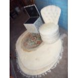 FIVE ITEMS TO INCLUDE A BEDROOM CHAIR, A SMALL BLANKET BOX AND THREE HEARTH RUGS (5)