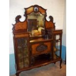 A VICTORIAN ANTIQUE MAHOGANY INLAID PARLOUR DISPLAY CABINET