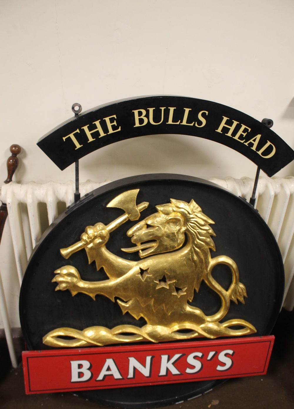 A BANKS'S BREWERY HANGING PUB SIGN - 'THE BULLS HEAD', the seller believes it to have come from - Image 3 of 7